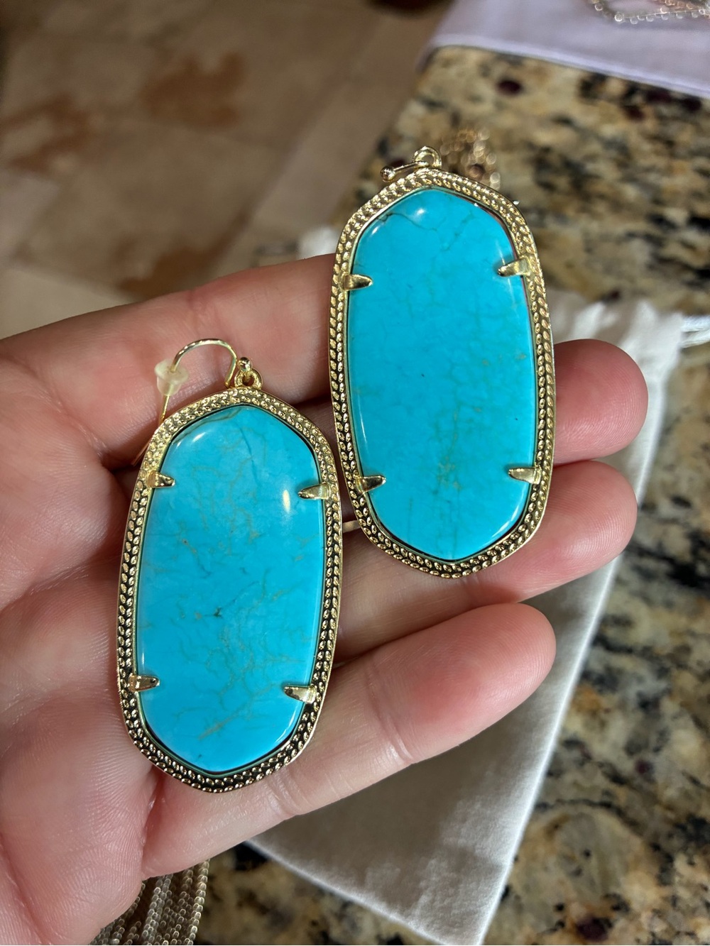Kendra Scott 2-pc set gold and turquoise vintage Rayne and Danielle - Picture 5 of 6